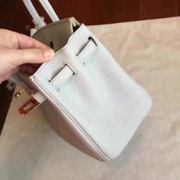 Light Gray Birkin 25 Smooth Leather Gold Hardware Bag