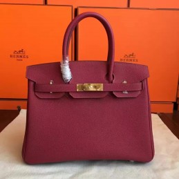 Burgundy Birkin 30 Smooth Leather Gold Hardware Bag
