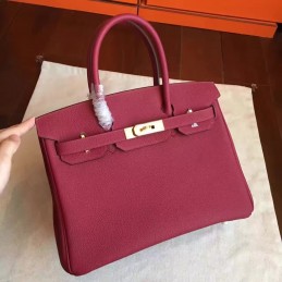 Burgundy Birkin 30 Smooth Leather Gold Hardware Bag