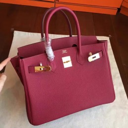 Burgundy Birkin 30 Smooth Leather Gold Hardware Bag