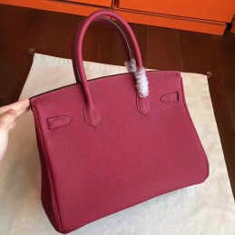 Burgundy Birkin 30 Smooth Leather Gold Hardware Bag