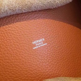 Orange Brown Picotin Lock 22 Smooth Leather Bag