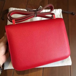 Red Constance Mini 18 Leather Covered H Bag