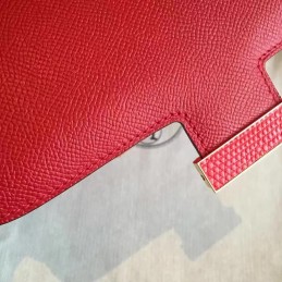 Red Constance Mini 18 Leather Covered H Bag