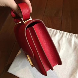 Red Constance Mini 18 Leather Covered H Bag