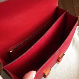 Red Constance Mini 18 Leather Covered H Bag