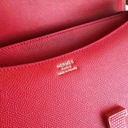 Red Constance Mini 18 Leather Covered H Bag
