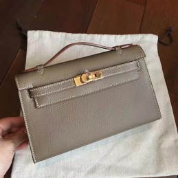 Taupe Kelly Pochette Gold Hardware Bag
