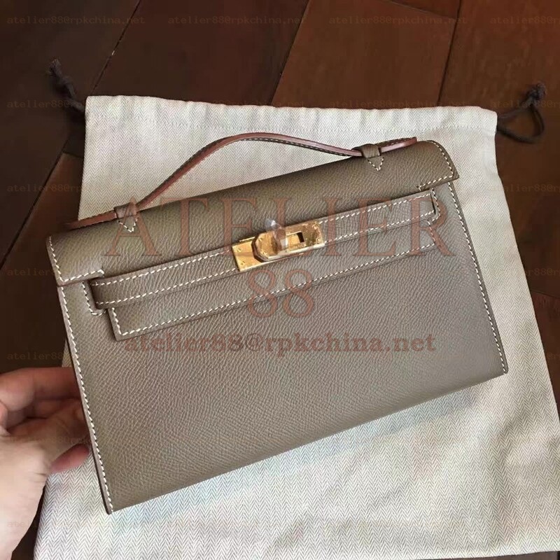 Taupe Kelly Pochette Gold Hardware Bag