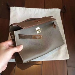 Taupe Kelly Pochette Gold Hardware Bag