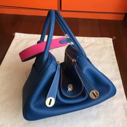 Blue Lindy 30 Gold Hardware Bag