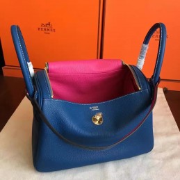 Blue Lindy 30 Gold Hardware Bag