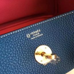 Blue Lindy 30 Gold Hardware Bag