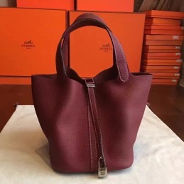 Burgundy Picotin Lock 22 Bag