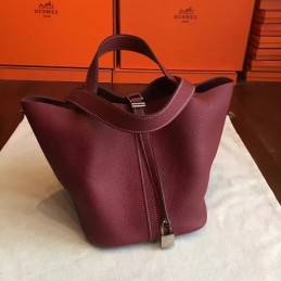 Burgundy Picotin Lock 22 Bag