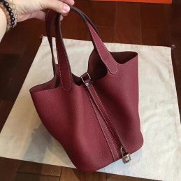Burgundy Picotin Lock 22 Bag