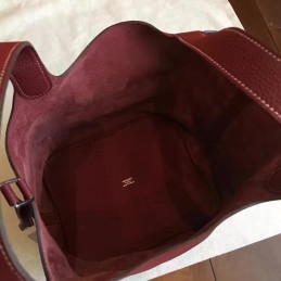 Burgundy Picotin Lock 22 Bag