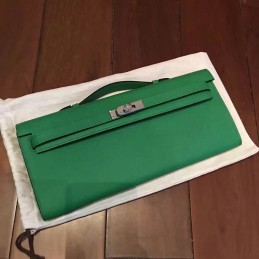 Green Kelly Cut Clutch Gold Hardware
