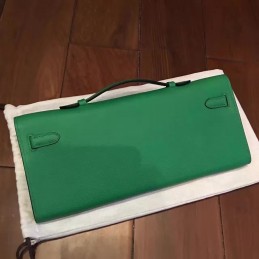 Green Kelly Cut Clutch Gold Hardware