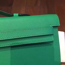 Green Kelly Cut Clutch Gold Hardware