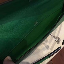 Green Kelly Cut Clutch Gold Hardware