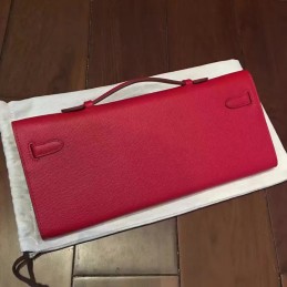 Red Kelly Cut Clutch Gold Hardware