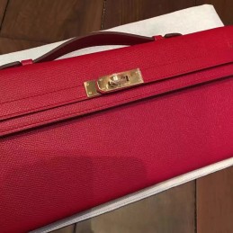 Red Kelly Cut Clutch Gold Hardware