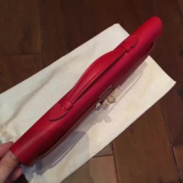 Red Kelly Cut Clutch Gold Hardware