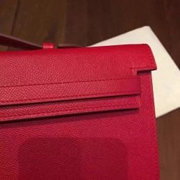 Red Kelly Cut Clutch Gold Hardware