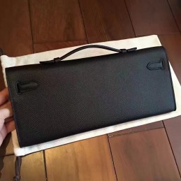 Black Kelly Cut Clutch Gold Hardware