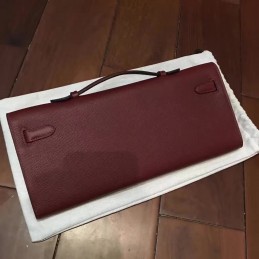 Burgundy Kelly Cut Clutch Gold Hardware
