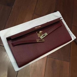 Burgundy Kelly Cut Clutch Gold Hardware