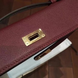 Burgundy Kelly Cut Clutch Gold Hardware