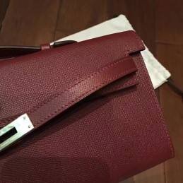 Burgundy Kelly Cut Clutch Gold Hardware