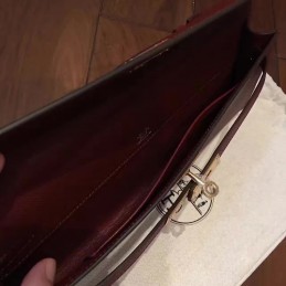Burgundy Kelly Cut Clutch Gold Hardware