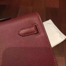 Burgundy Kelly Cut Clutch Gold Hardware