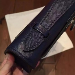 Navy Blue Kelly Pochette Palladium Hardware Bag