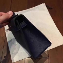 Navy Blue Kelly Pochette Palladium Hardware Bag
