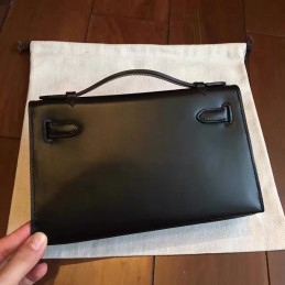 Black Kelly Pochette Palladium Hardware Bag