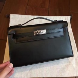 Black Kelly Pochette Palladium Hardware Bag