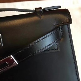Black Kelly Pochette Palladium Hardware Bag