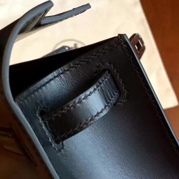 Black Kelly Pochette Palladium Hardware Bag