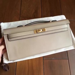 Cream Kelly Cut Clutch Gold Hardware