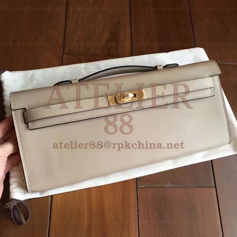 Cream Kelly Cut Clutch Gold Hardware