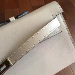 Cream Kelly Cut Clutch Gold Hardware