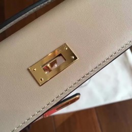 Cream Kelly Cut Clutch Gold Hardware
