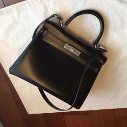 Black Kelly 28 Palladium Hardware Bag