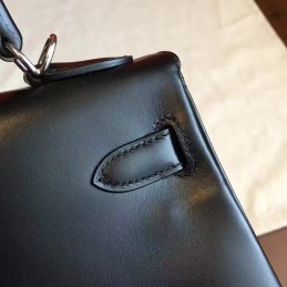 Black Kelly 28 Palladium Hardware Bag