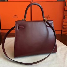 Burgundy Kelly 28 Palladium Hardware Bag