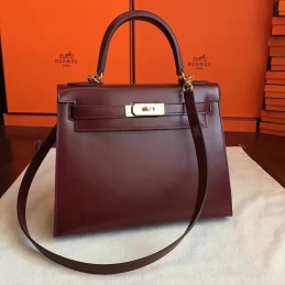 Burgundy Kelly 28 Palladium Hardware Bag